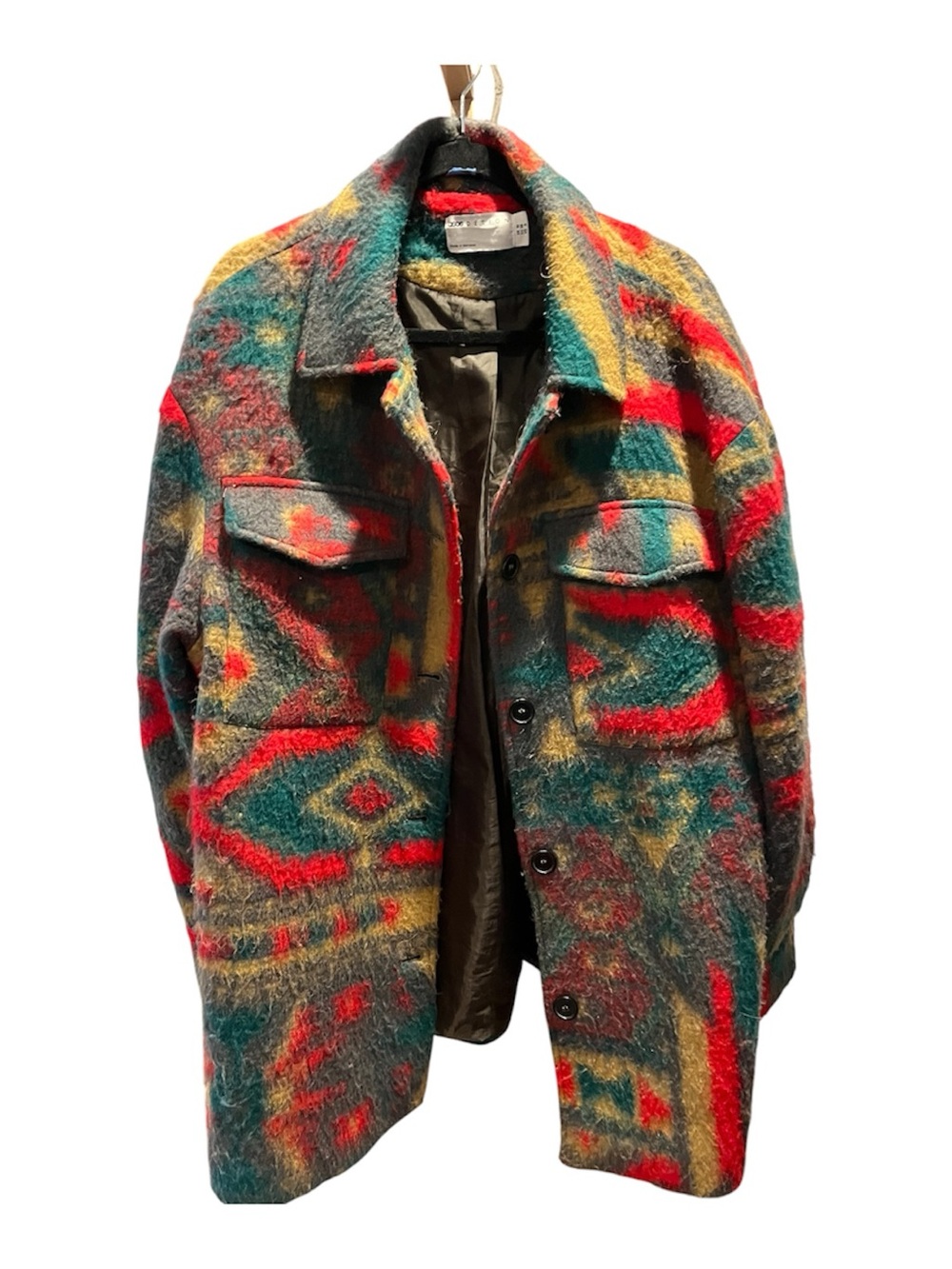 ASOS Oversized Multicolor Patterned Shacket - Green/Red/Gold - Picture 2 of 6